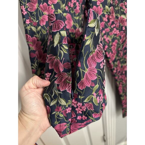 EUC ANTHRO En Saison Lilija Straight Jacquard Trousers Floral Zip Ankle Sz Small - Picture 4 of 8